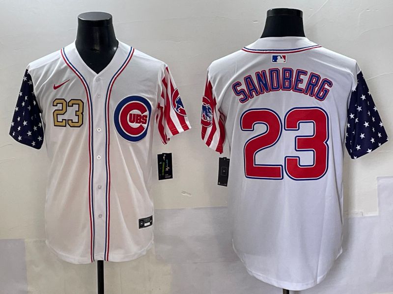 Men 2025 Chicago Cubs 23 Sandberg White a generation of national flags Joint Name Nike MLB Jersey style 4